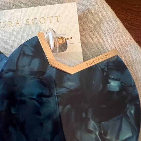 Kendra Scott Kai Rose Gold Hoop Earrings In Navy Blue Acetate - Picture 3 of 4